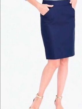 J. Crew Navy Pencil Skirt with Front Pockets